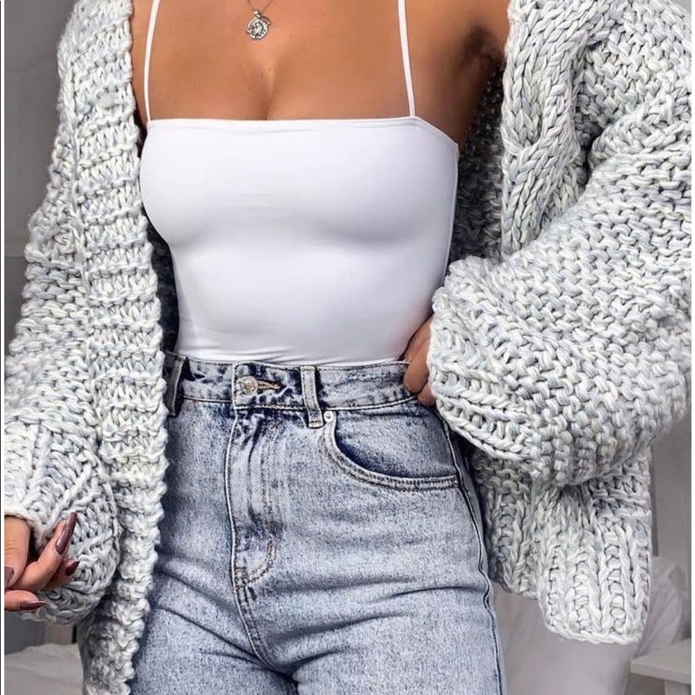 Chunky knit gray cardigan